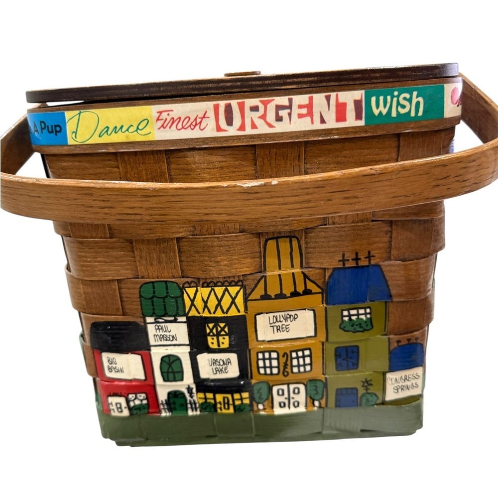 Caro Nan Signed Woven with handles Hand Painted Purse 1970’s Town of Los Gatos - Picture 3 of 11
